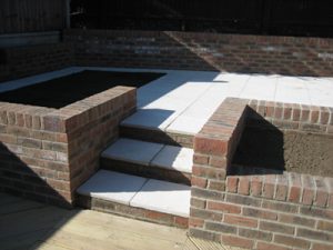 decking, patio and brickwork